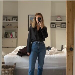 Aritzia Black Silk Shirt